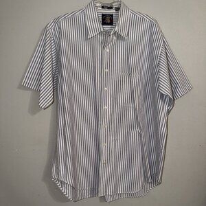 Salty Dog Mens Botton Down Shirt Blue White Stripes Short Sleeve Size 2X Preppy‎